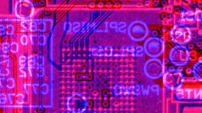 Изображение «слоев DSi», показывающее, что находится под чипом флэш-памяти NAND. Это 256-мегабайтный чип памяти eMMC (embedded MMC) со стандартной распиновкой JEDEC. DSi использует его в 4-битном режиме, и все сигналы данных доступны либо на соседних компонентах, либо на vias.