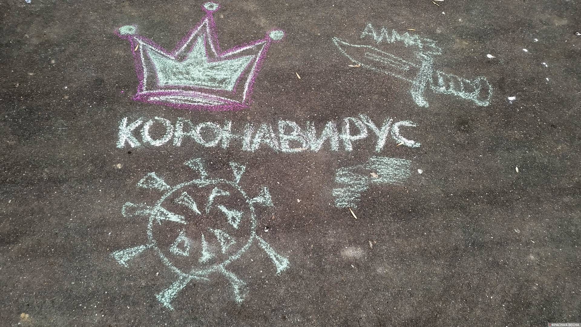 Пос. Знамя Октября, Новая Москва. Коронавирус на асфальте.