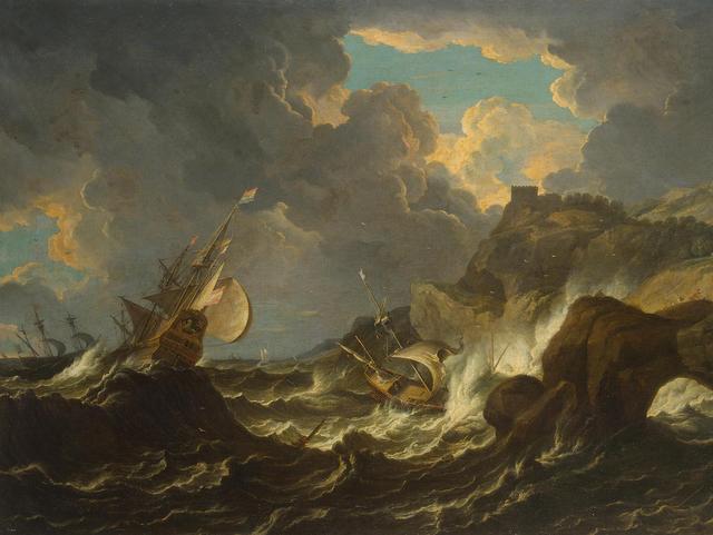 Мулиер, Питер Младший. Бурное море с кораблями. 1637-1701
