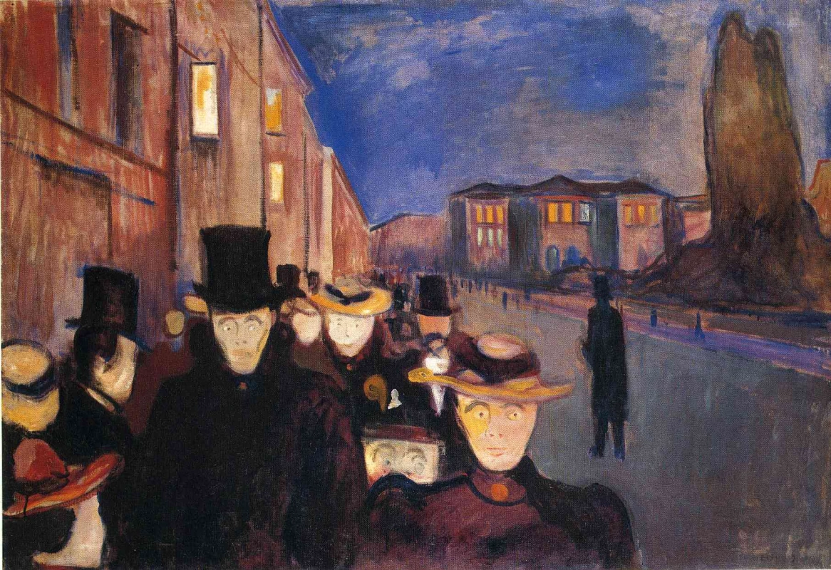 Эдвард Мунк. Вечер на улице Карла Юхана. 1892
