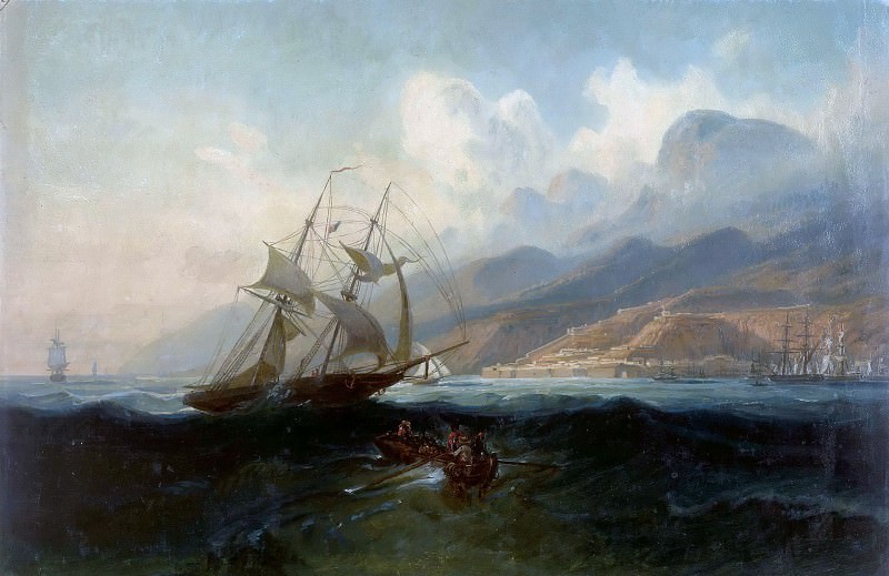Фердинанд Беллерман. Вид Ла Гуайры с моря 1842-45 год.
