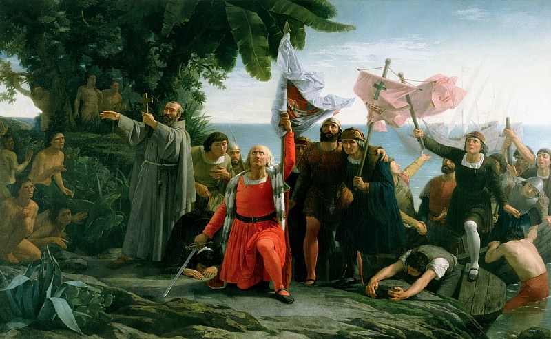 Диоскоро Теофило Пуэбла Толин. Первая высадка Христофора Колумба в Америке, 1862г