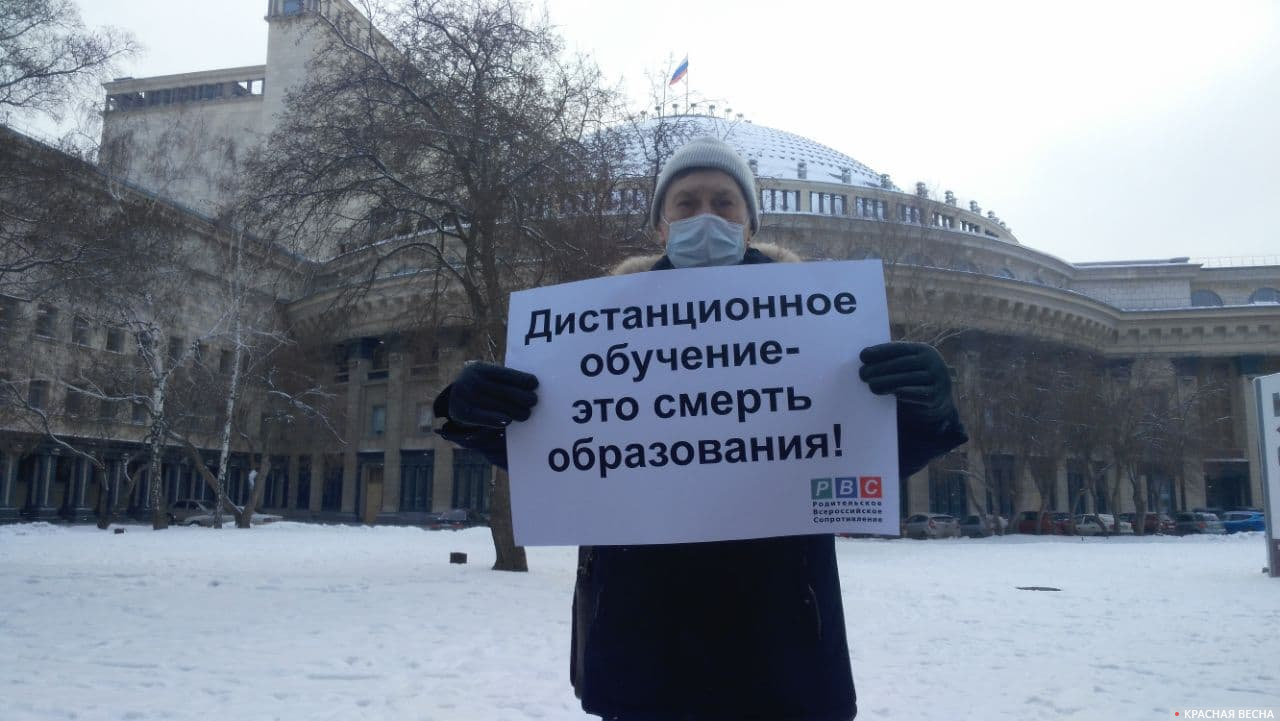 Одиночный пикет против дистанционного обучения