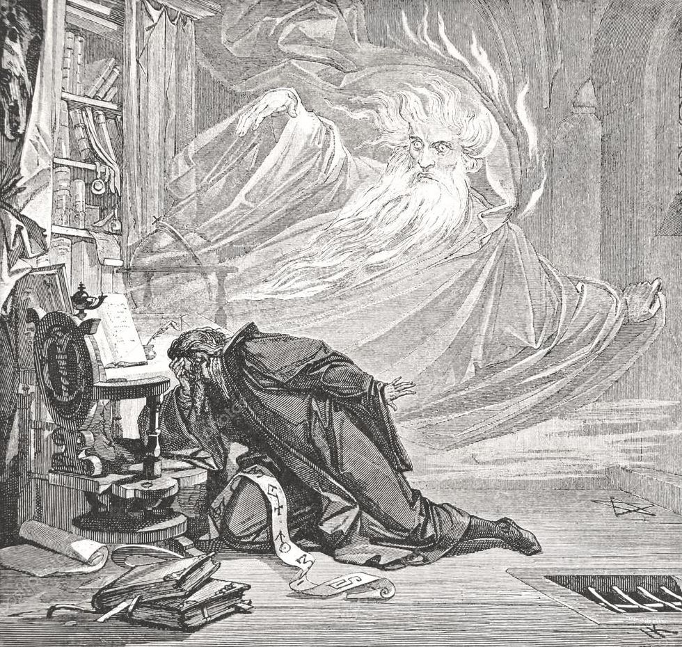 Августом фон Крелинг. «Фауст говорит с духом Земли» Иллюстрация к книге Гете «Фауст» 1874 