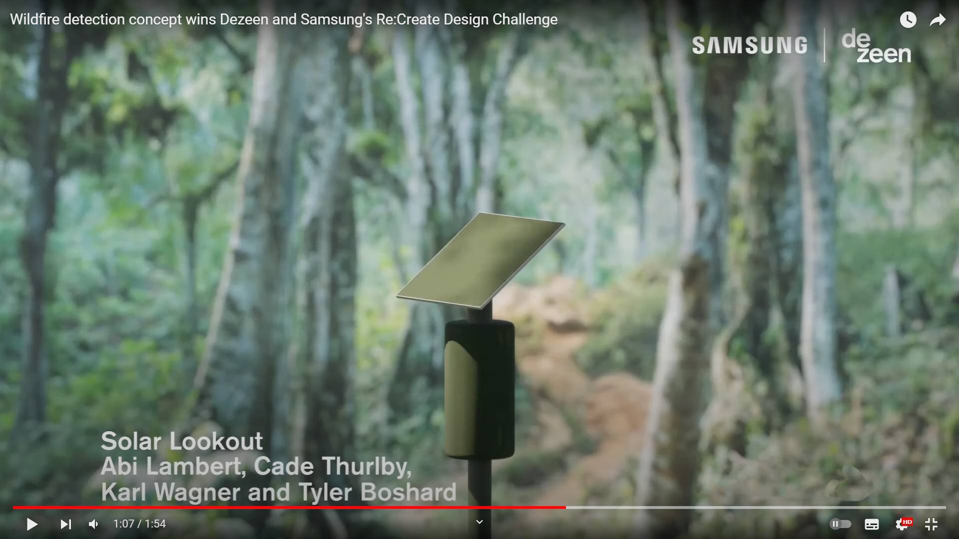 Цитата из видео «Wildfire detection concept wins Dezeen and Samsung’s Re: Create Design Challenge» пользователя Dezeen, youtube.com