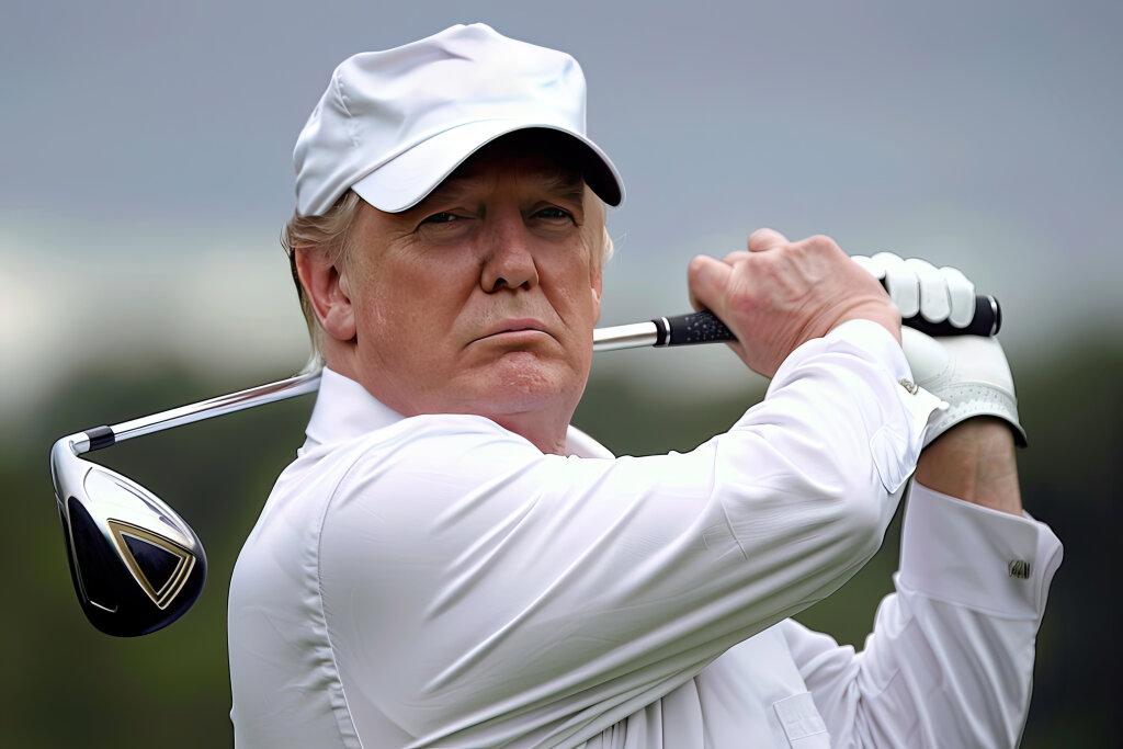 Трамп с клюшкой для гольфа