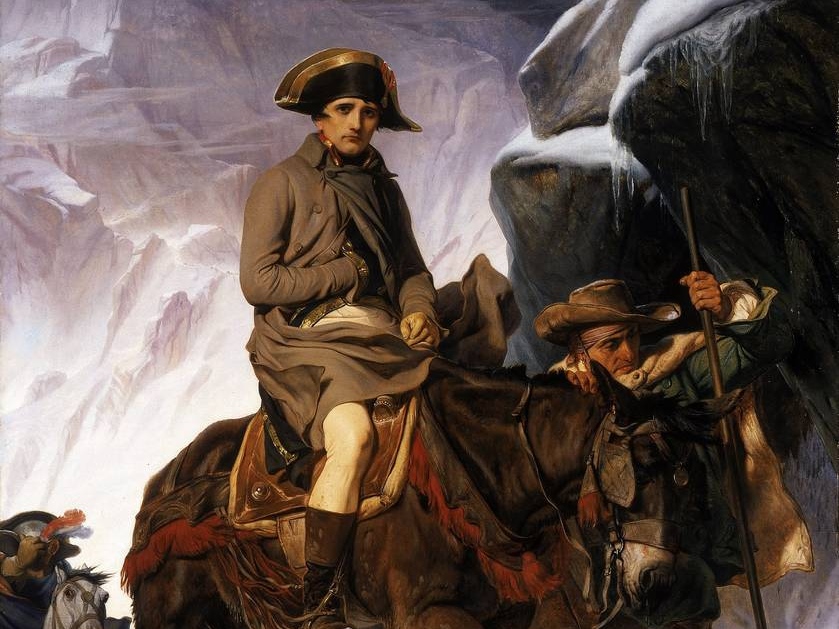 Поль Деларош. Наполеон, пересекающий Альпы (фрагмент). 1850