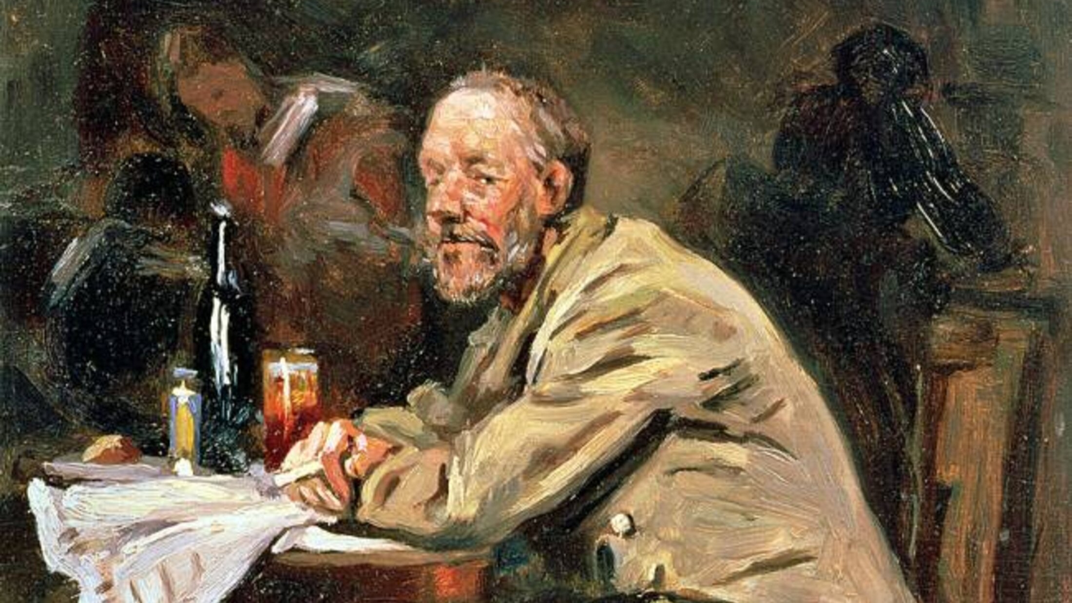 Владимир Маковский. За бутылкой (фрагмент). 1900-е