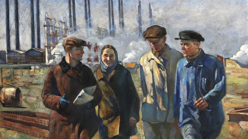 Ф. Белоусов. Ударники Крекинг-завода. 1934