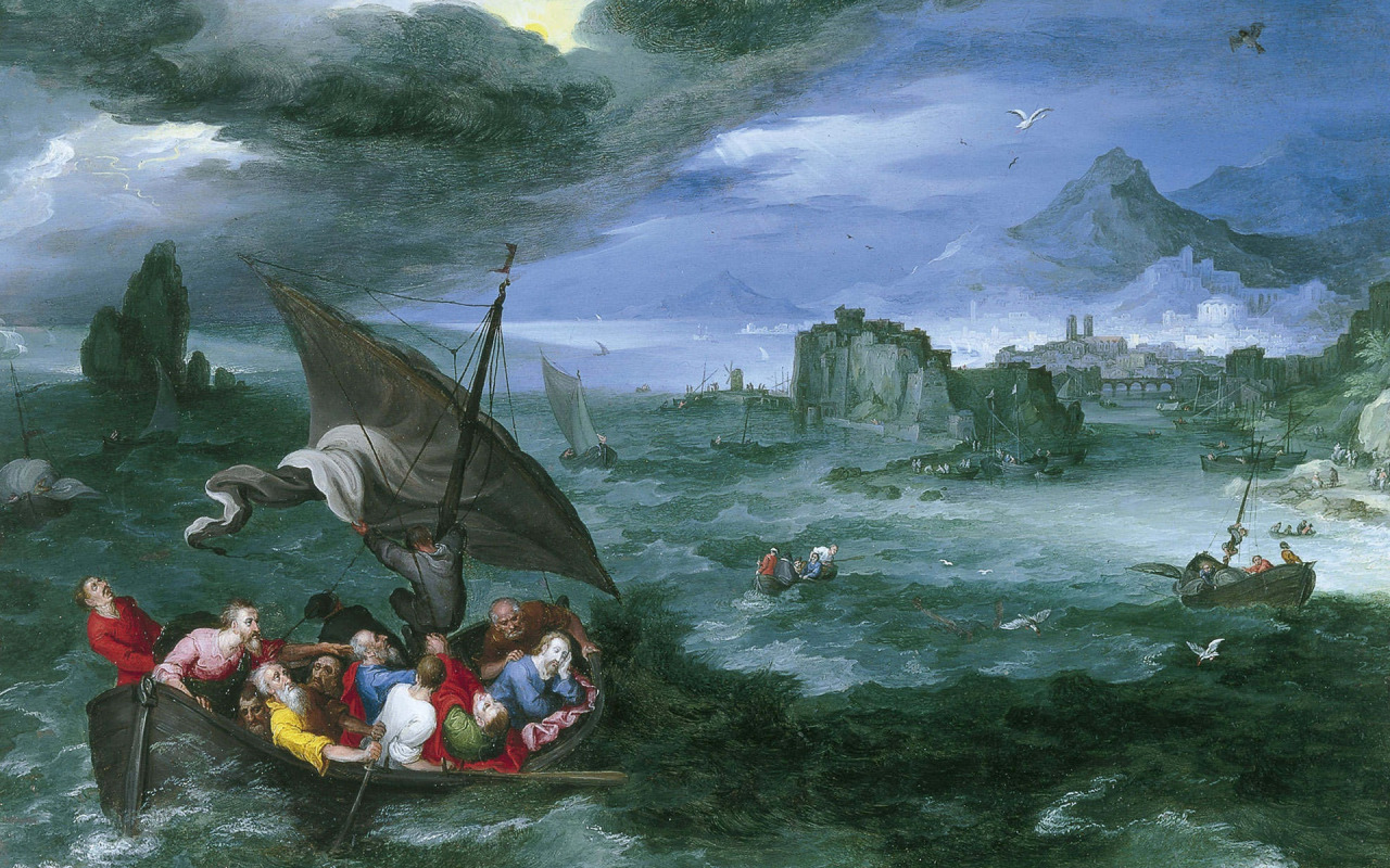 Ян Брейгель старший. Христос спит в лодке во время бури на Галилейском море. 1596