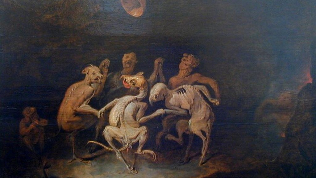 Давид Рейкарт. В кругу демонов (фрагмент). 1650-е