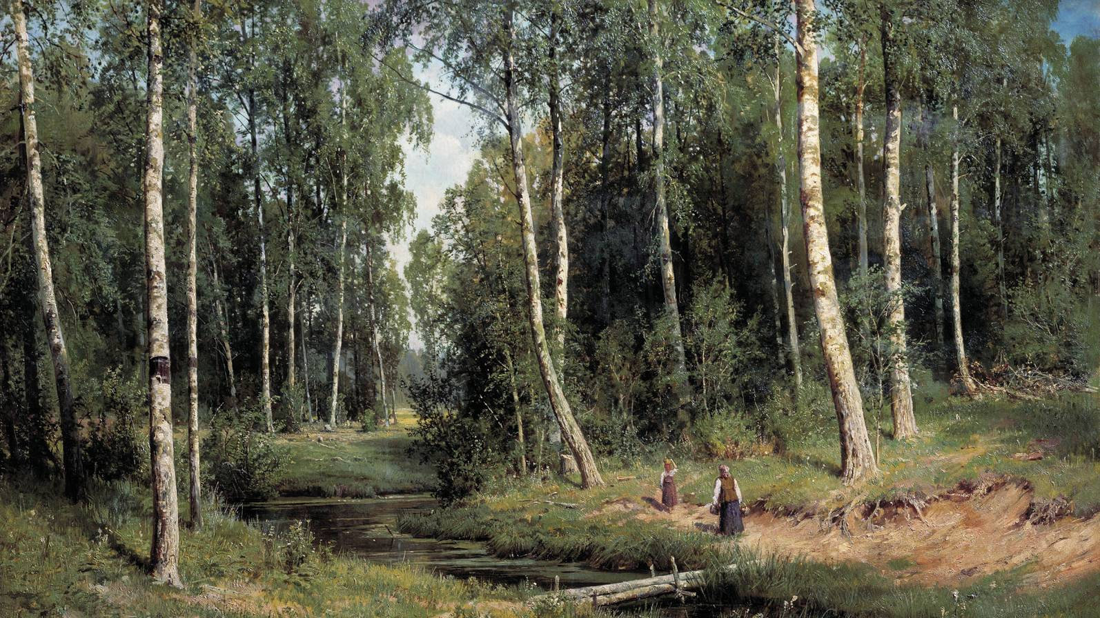 Шишкин Иван. Ручей в березовом лесу. 1883