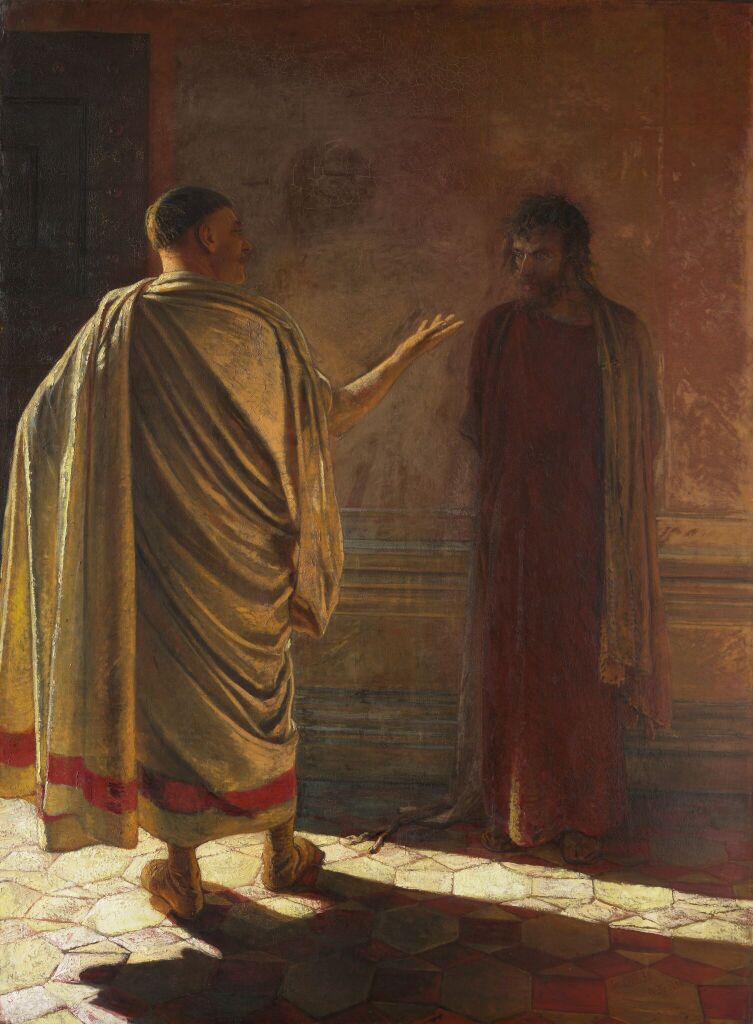 Николай Ге. Что есть истина? Христос и Пилат. 1890