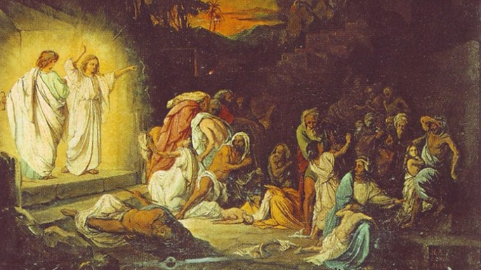 Н. Ломтев. Ангелы возвещают небесную кару Содому и Гоморре. 1845