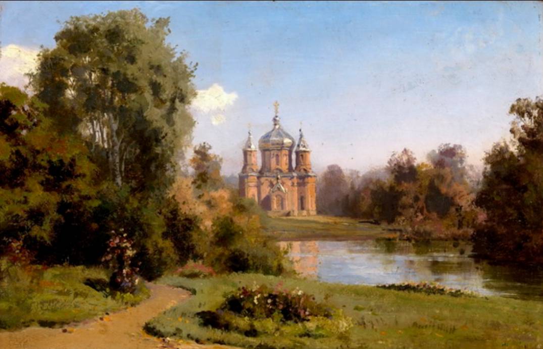 Василий Поленов. Церковь на озере (фрагмент). 1880)