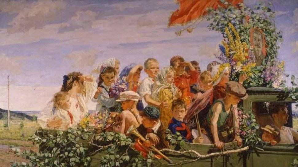 Аркадий Александрович Пластов. «Дети на прогулке. В пионерские лагеря». 1950