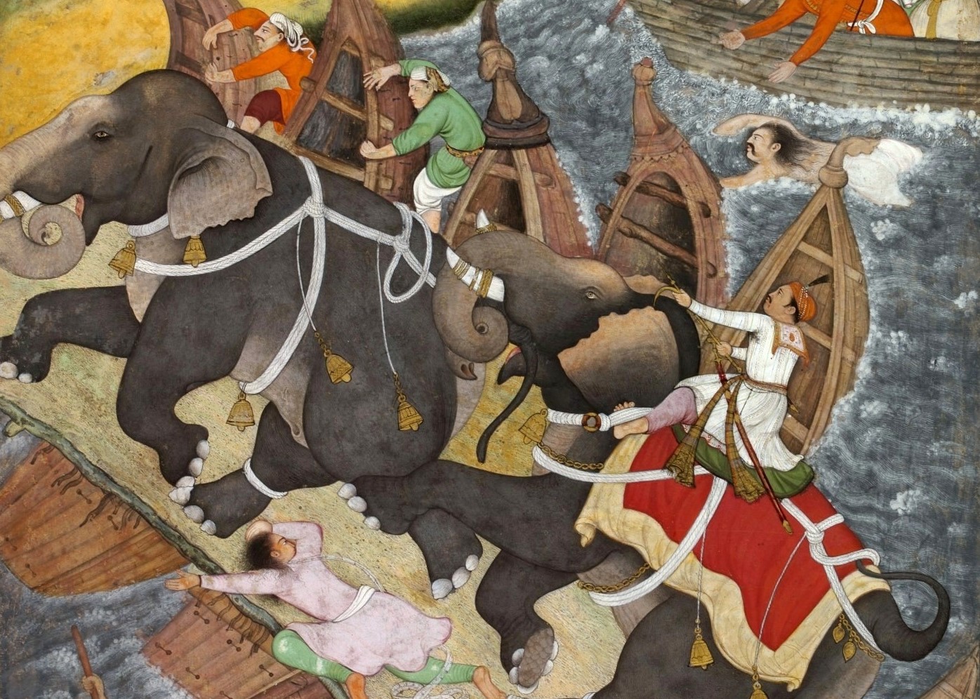 Басаван. Акбар усмиряет взбесившегося слона (фрагмент) «Акбар-наме». ок. 1590