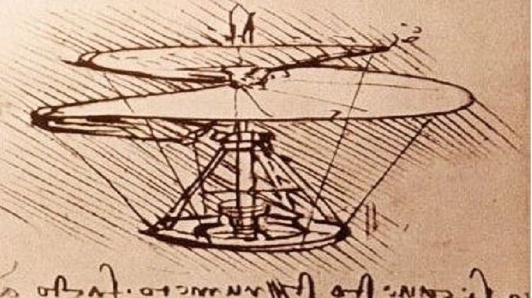 Фантастический летательный аппарат орнитоптер Леонардо да Винчи