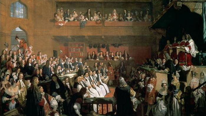 Джон Роджерс Герберт. Допрос семи епископов на суде в Палате лордов, 29 июня 1688 года. 1844