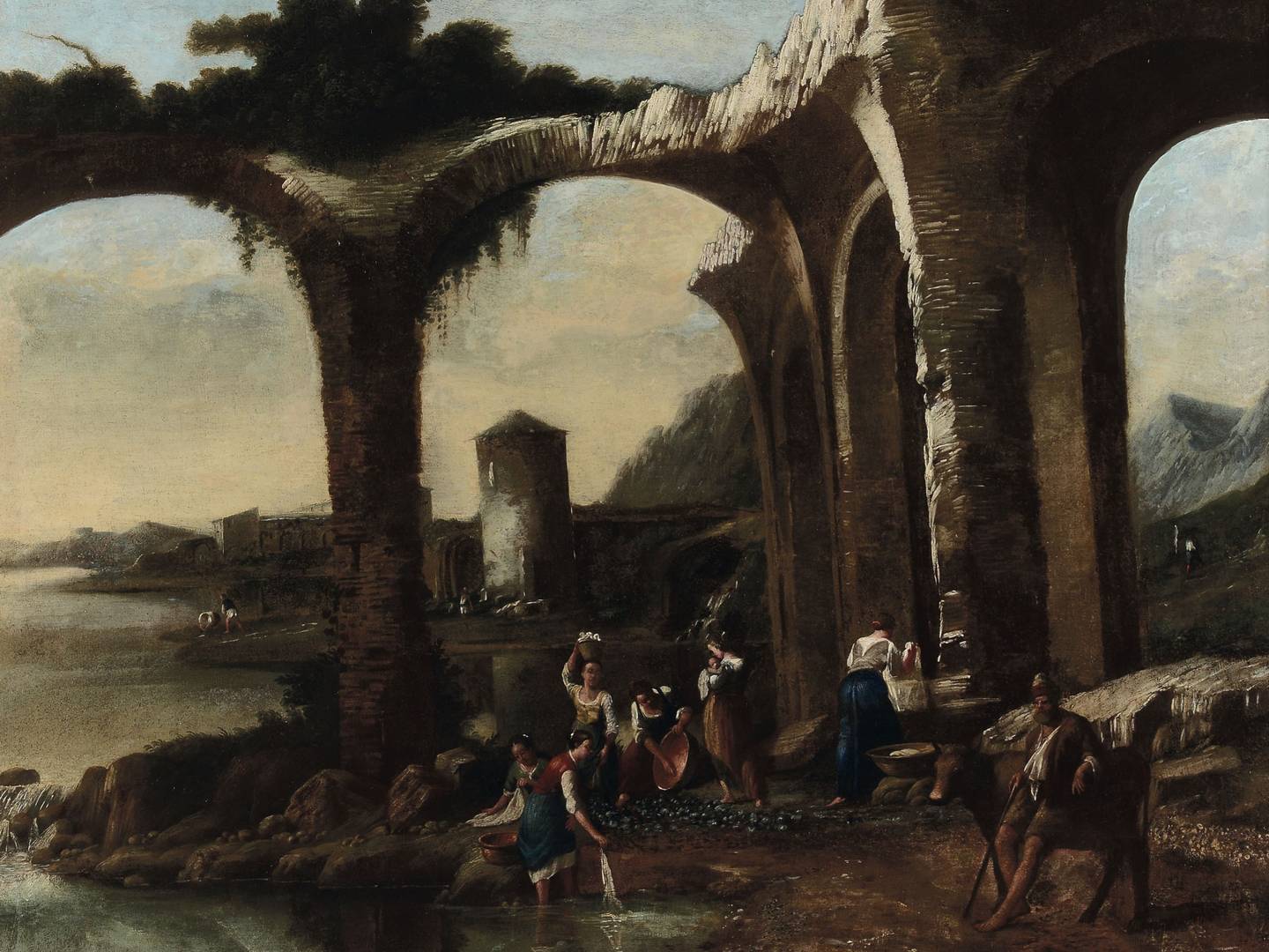 Антонио Трэви. Прачки среди руин (фрагмент). 1628-1665