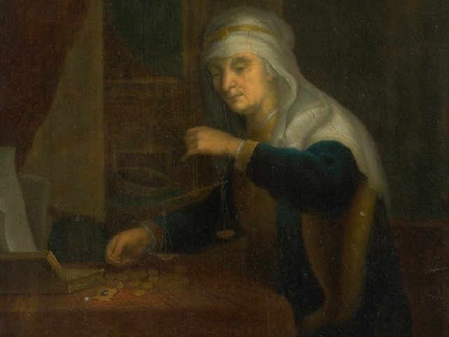 Неизвестный художник. Взвешивание золота (фрамент). 1670-1690