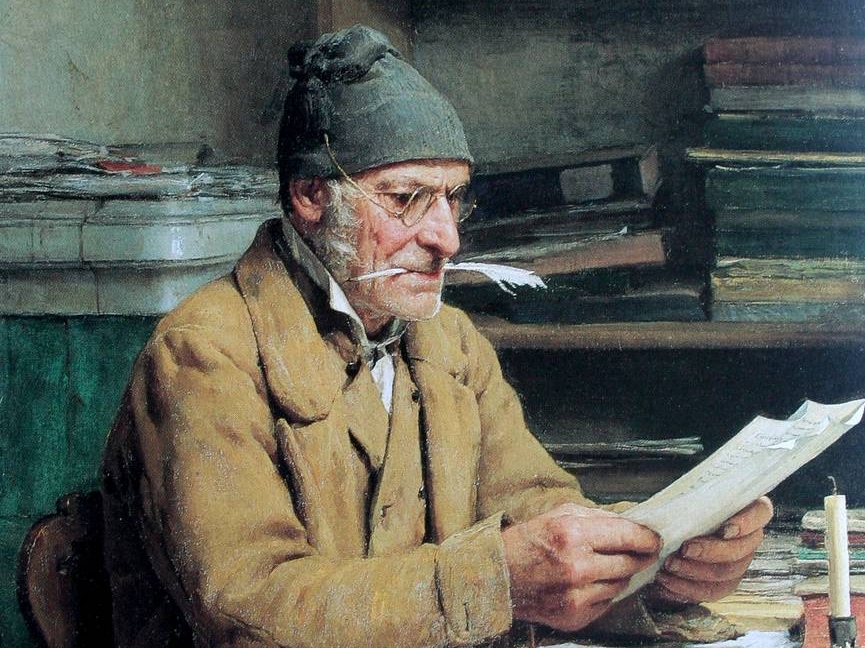 Альберт Анкер. Сельский писарь (фрагмент). 1874