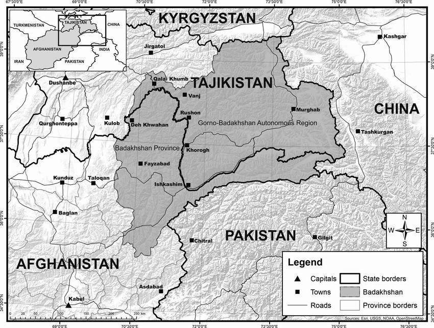 Карта Горного Бадахшана