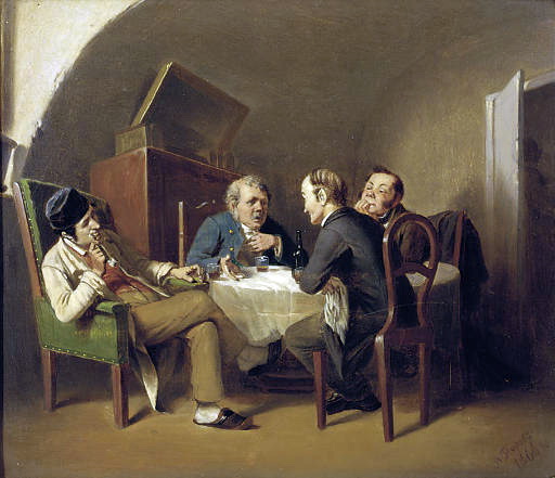 Василий Перов. Разговор за круглым столом. 1866