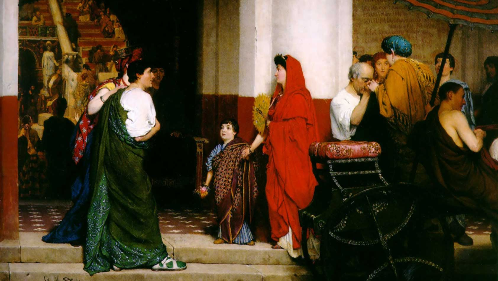 Лоуренс Альма-Тадема. Вход в римский театр (фрагмент). 1866 г.