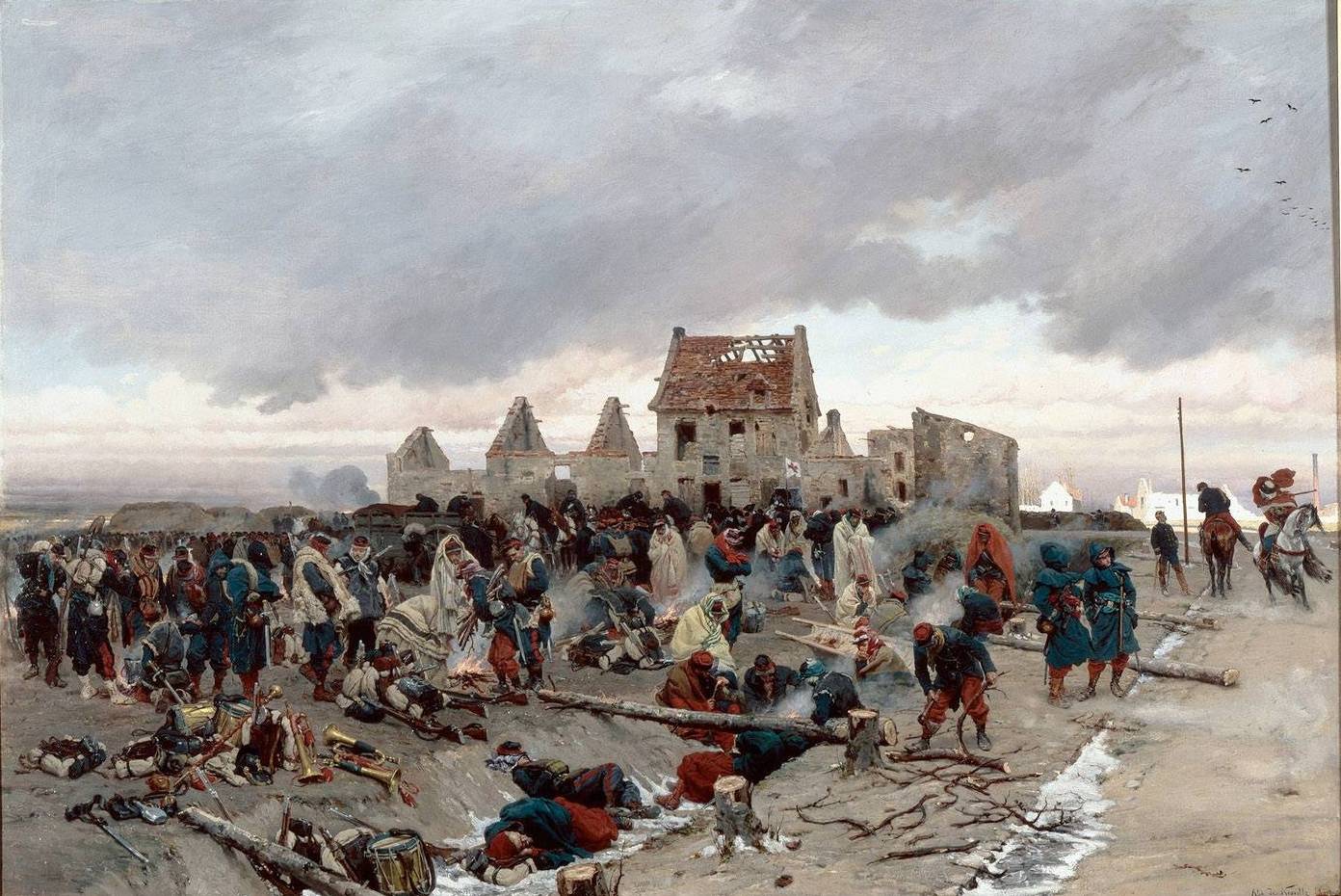 Альфонс де Невиль. Бивуак у Ле-Бурже после сражения 21 декабря 1870 года. 1873