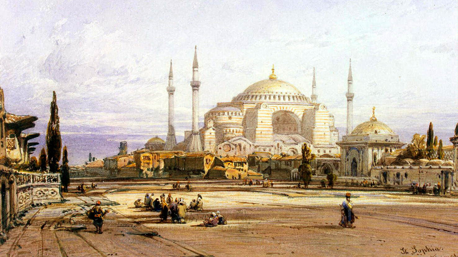 Эдуард Хильдебрандт. Храм Святой Софии в Константинополе (фрагмент). XIX век