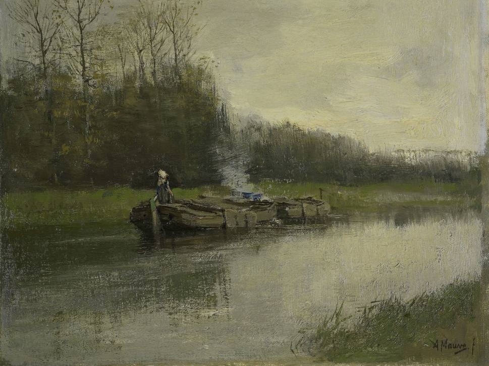 Антон Мауве. Судоходный канал (фрагмент). 1860-1888