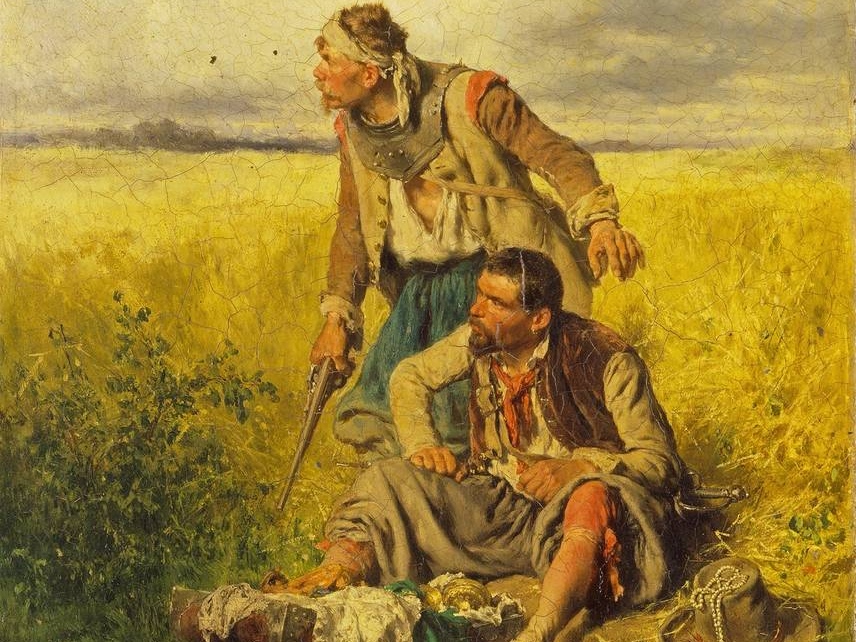 Август фон Петтенкофен. Грабители в поле (фрагмент). 1852