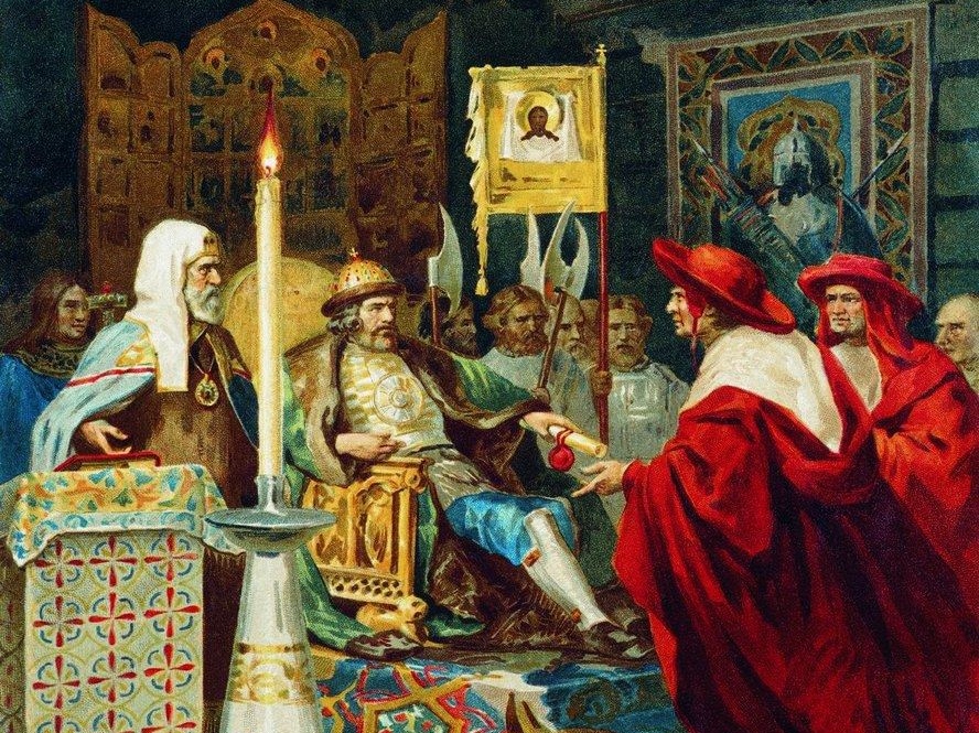 Генрих Семирадский. Св. Александр Невский принимает папских легатов (фрагмент)