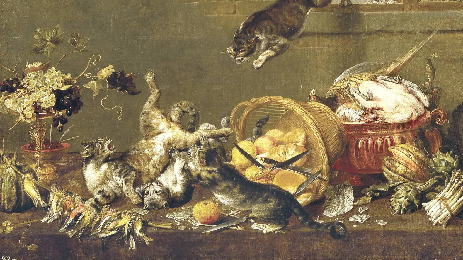 Пауль деВос. Кошачья борьба в кладовой. 1630— 1640