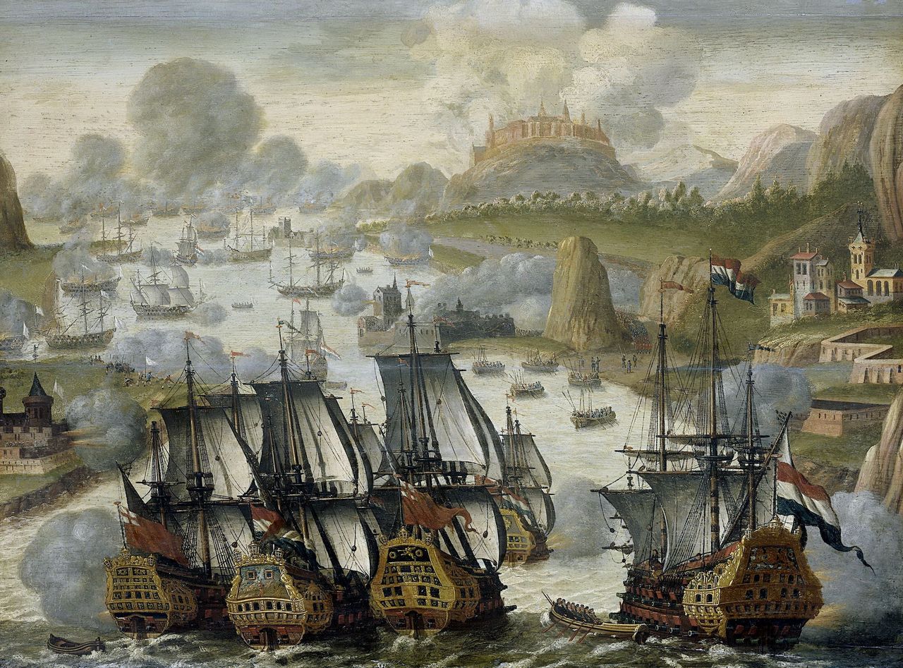Неизвестный художник. Битва при заливе Виго, 23 октября 1702 г. Эпизод войны за испанское наследство, 1705 год.