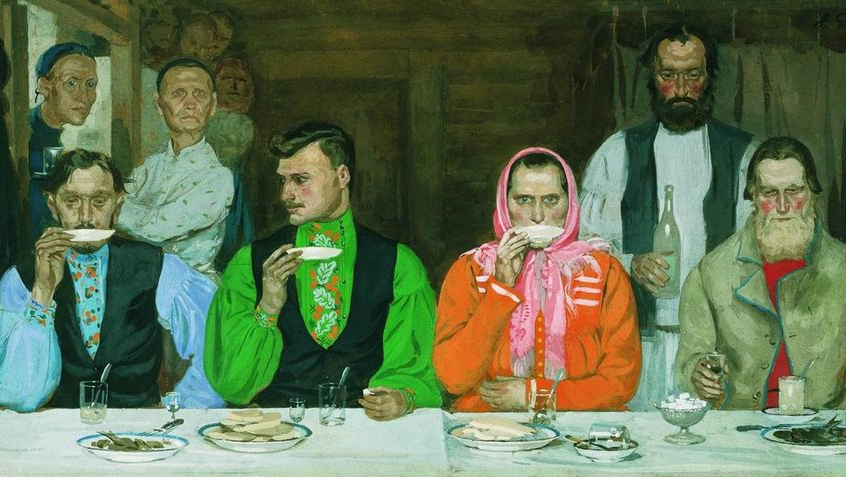 Андрей Рябушкин. Чаепитие. Фрагмент. 1903