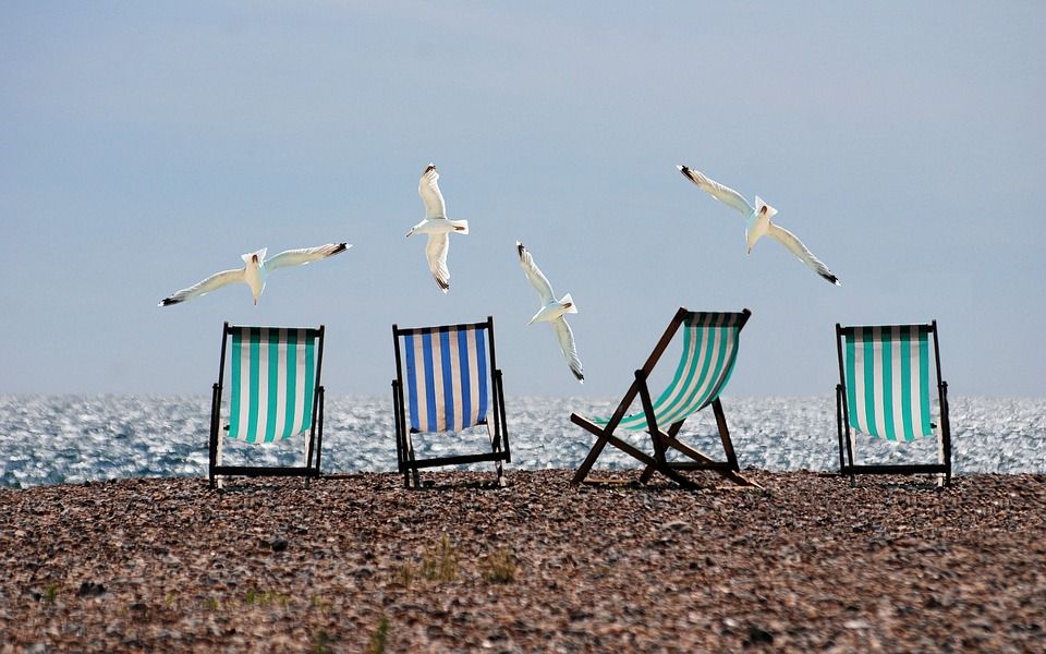 летом, пляж, чайки, автор: Stevebidmead, лицензия: CC0 1.0