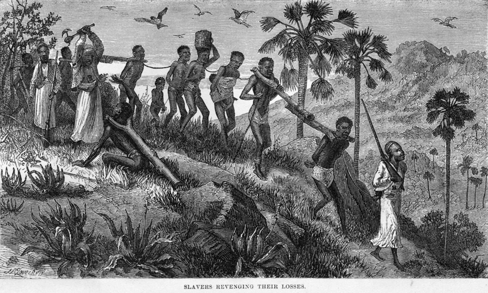 Неизвестный автор, 1866. Арабско-суахильские работорговцы ведут караван рабов в Мозамбике