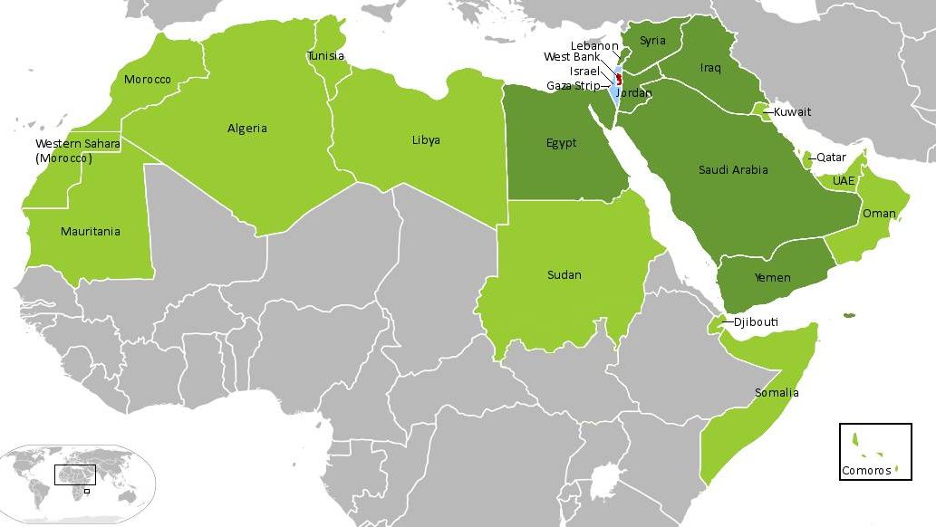 Израиль в окружении арабских государств.