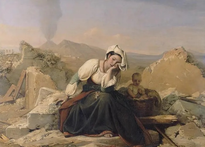 Луи Леопольд Роберт. Неаполитанская женщина плачет в руинах своего дома после землетрясения. 1830