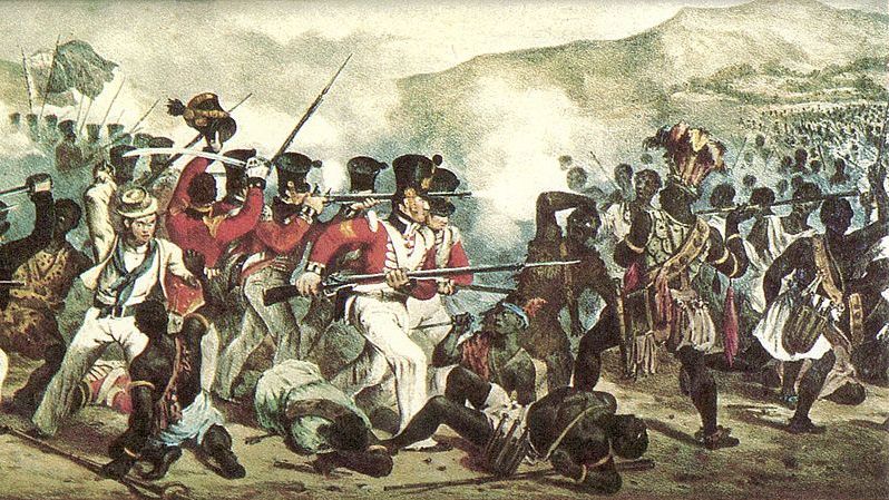 Победа англичан над войском Ашанти (Гана), иллюстрация XIX века