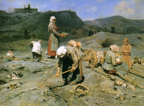 Николай Касаткин. Сбор угля бедными на выработанной шахте. 1894