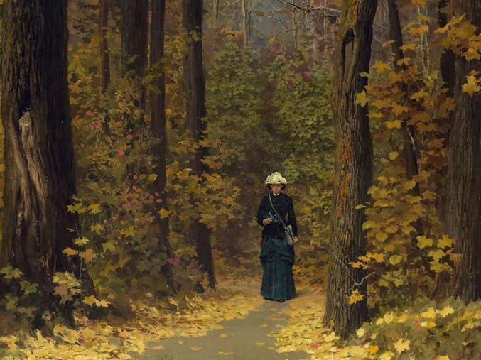Василий Поленов. Женщина, идущая по лесной тропинке (фрагмент). 1890-е