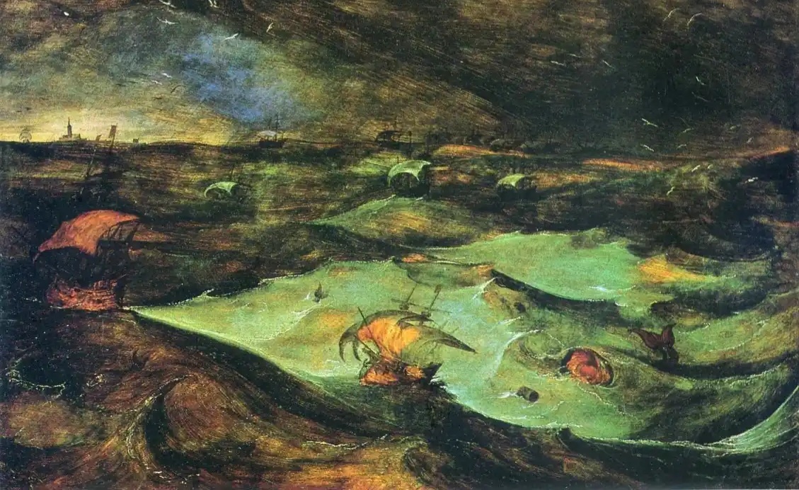 Питер Брейгель Старший. Шторм. Буря на море (фрагмент). 1568