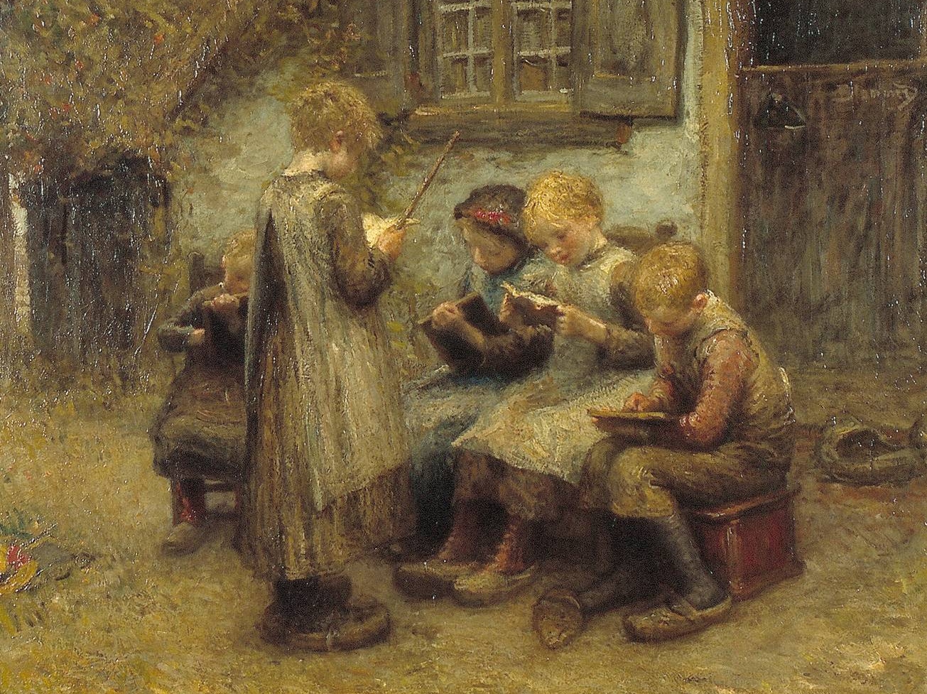 Бернард Бломмерс. Игра в школу (фрагмент). 1865-1899