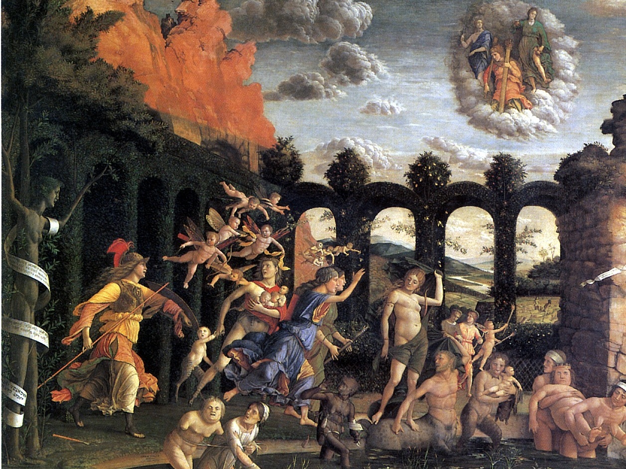 Андреа Мантенья. Минерва изгоняет Пороки из сада Добродетели (фрагмент). Около 1502