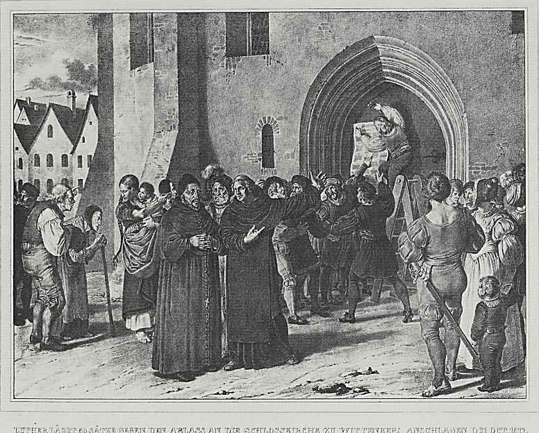 Адольф фон Менцель. Лютер вывешивает знаменитые 95 тезисов. 1831