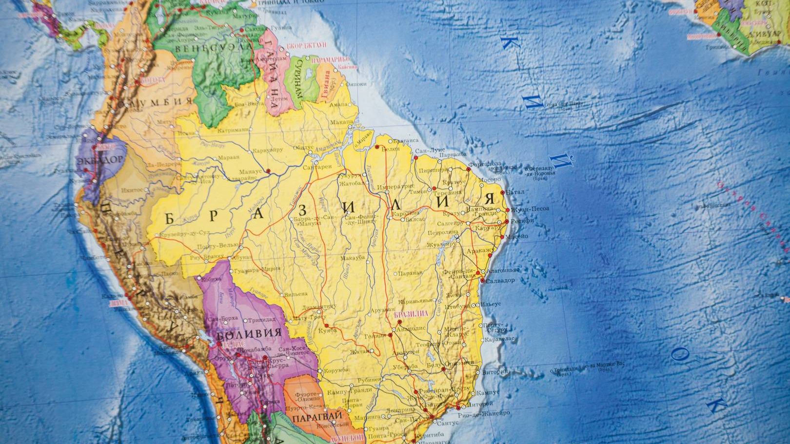 Бразилия, карта мира