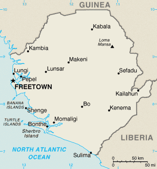 Сьерра Леоне. Карта.